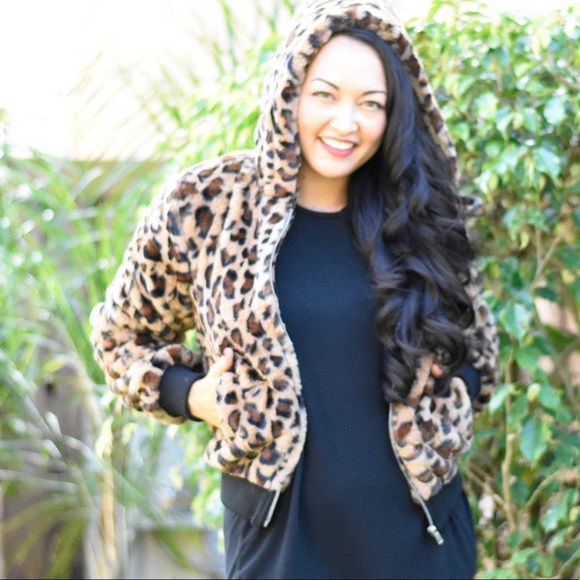 The House Of Gentry Jackets & Blazers - Faux Fur Leopard Bomber Jacket